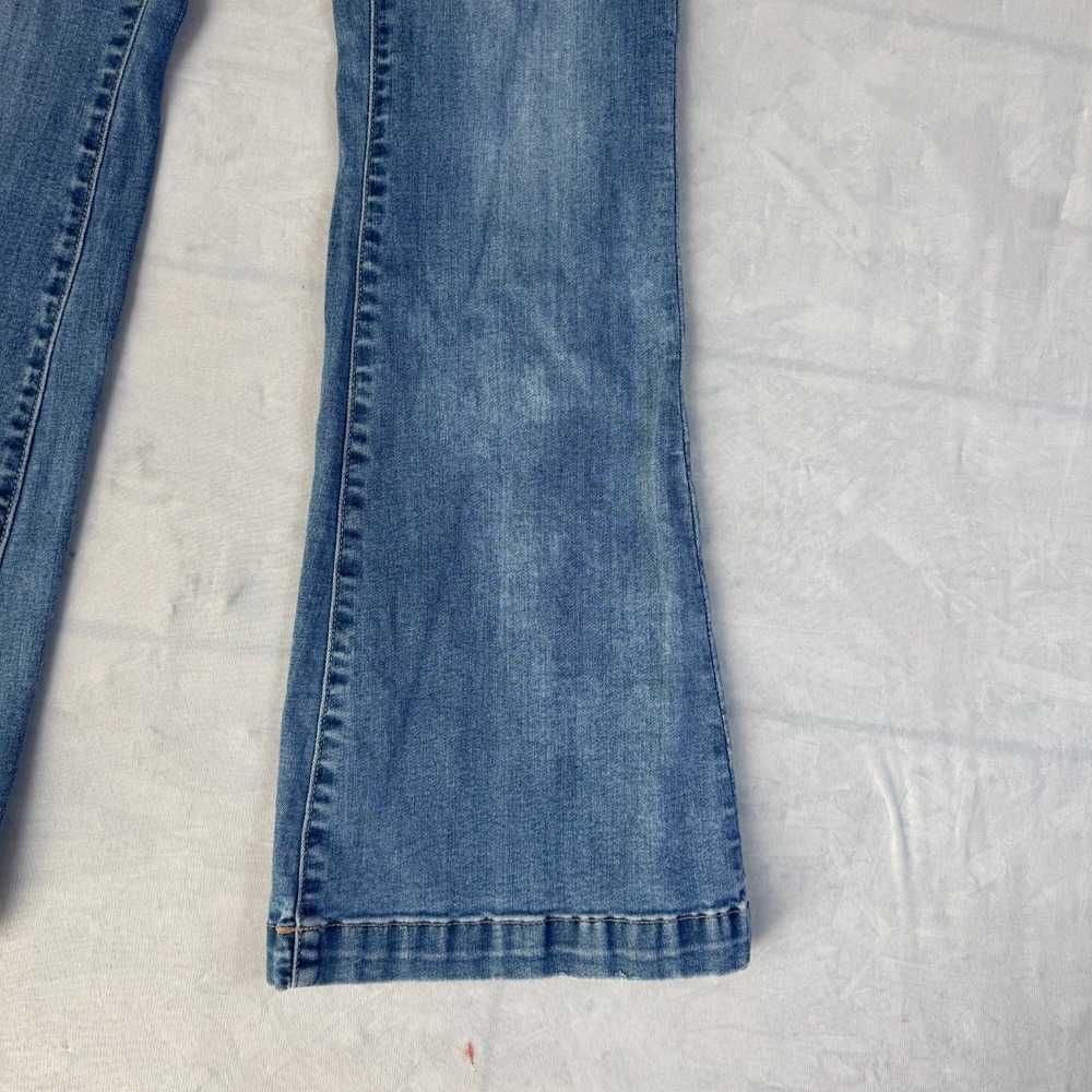 American Eagle Outfitters Womens Flared Jeans Blue Denim Super Low Rise Comfy 4 - Picture 12 of 16